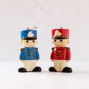 Vintage Wolin ornaments made in Japan two toy soldiers